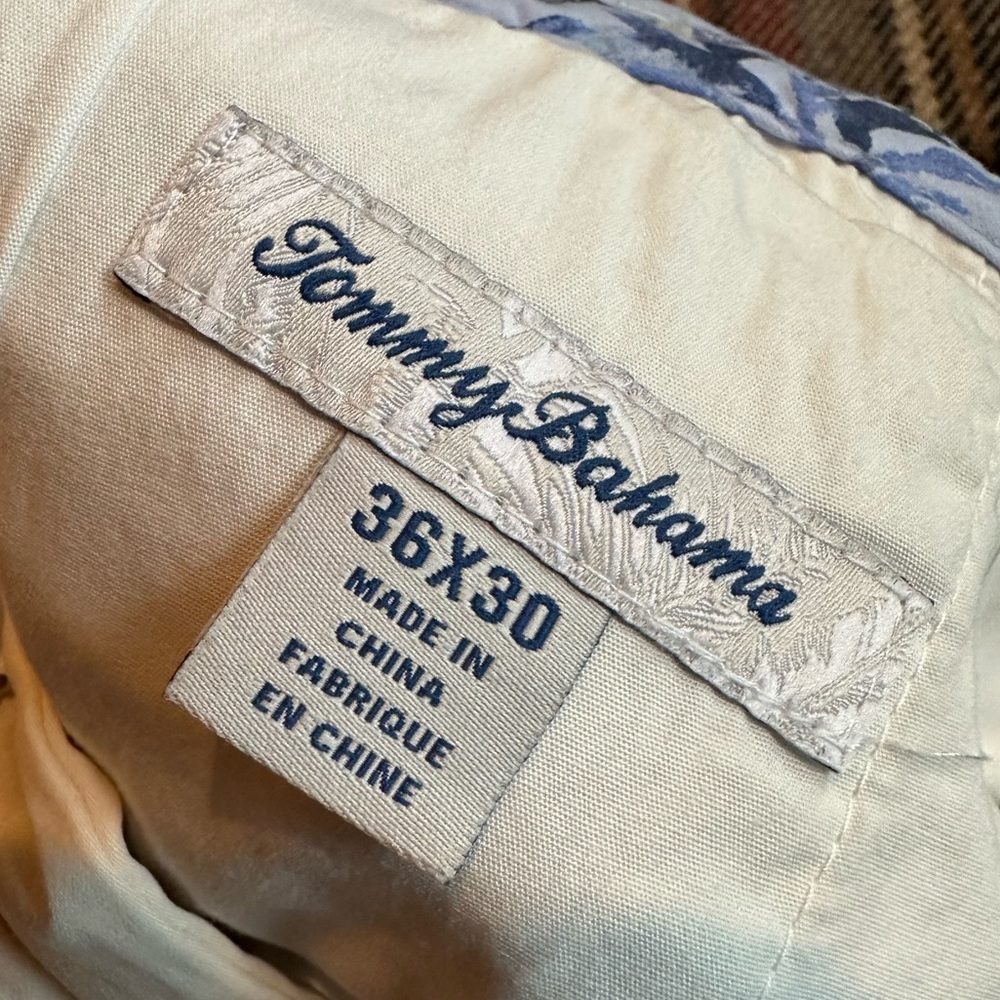 TOMMY BAHAMA Men’s Stone Colored Cotton Stretch Poplin Flat Front Pants - 36/30 - Picture 2 of 11